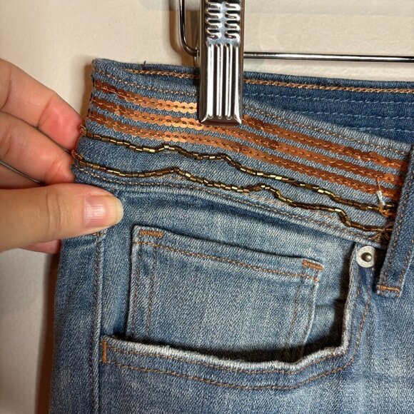 NWT Express embellished beaded Mid Rise Ankle Legging jeans - Picture 3 of 8